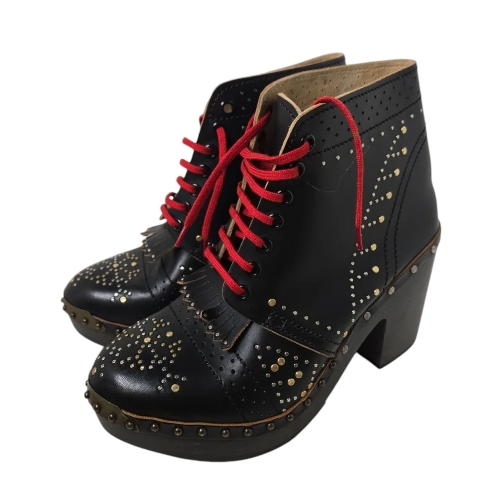 NEW Burberry Italy Riveted Studded Leather Heeled Clog Ankle Boots $1295 Size 40 - Picture 7 of 12